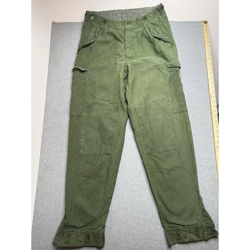 Vintage Swedish Army Pants Mens 34 Button Fly Cargo Field Trousers *